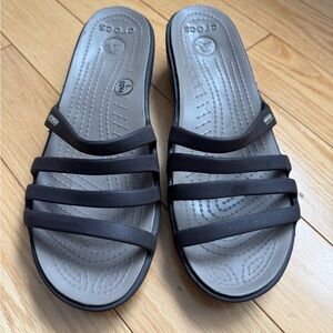 CROCS Black Strappy Slide Sandals